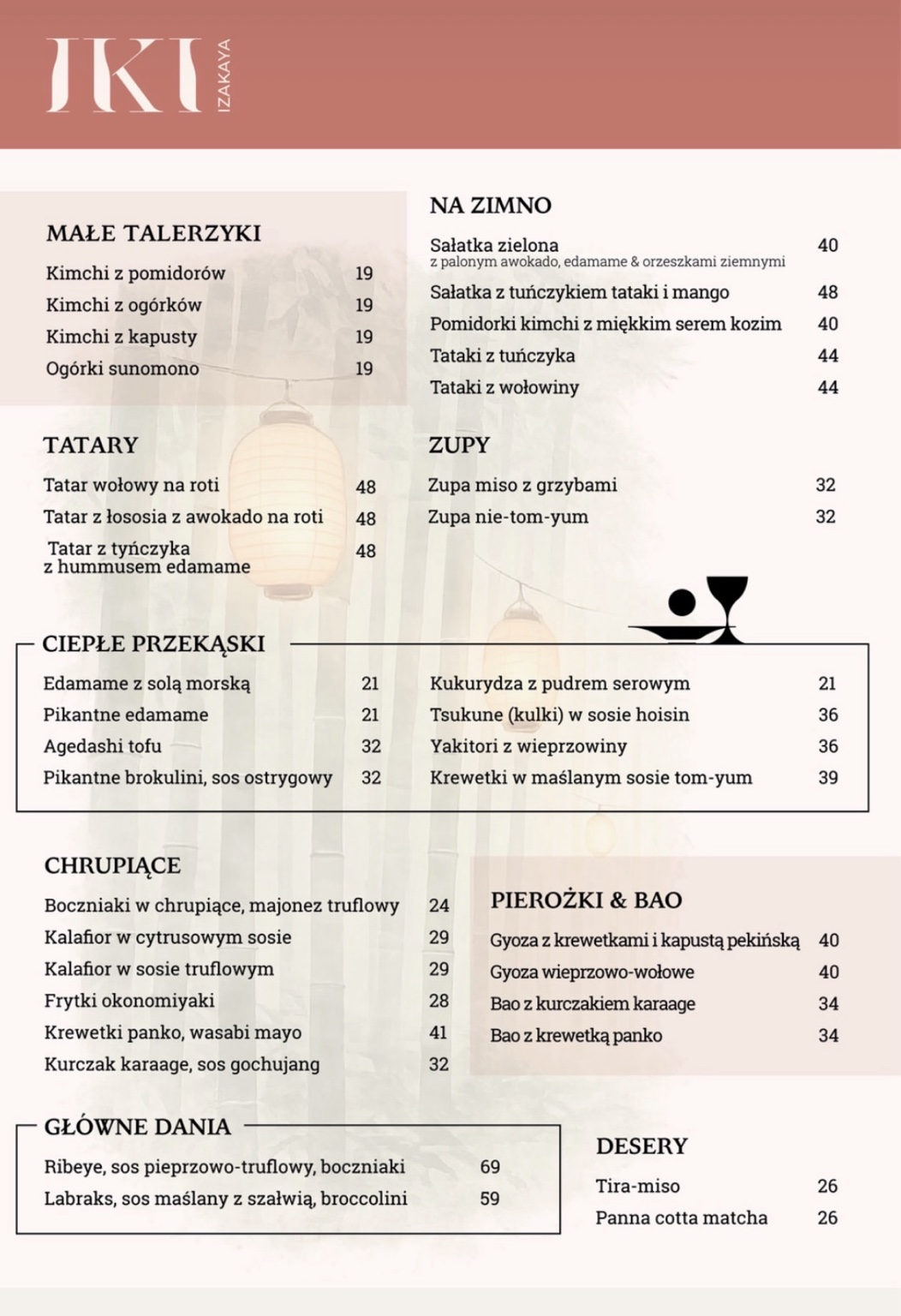 Karta dań IKI Izakaya, strona 1 z 2